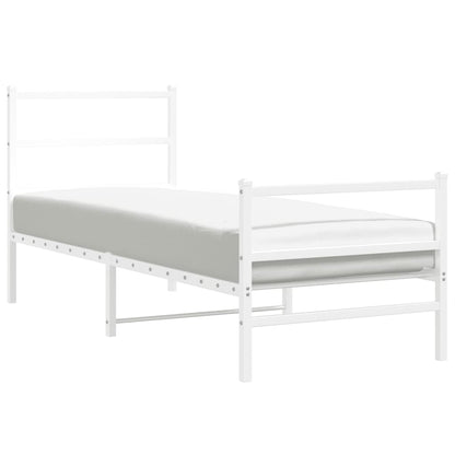 Metal Bed Frame without Mattress with Footboard White 80x200cm