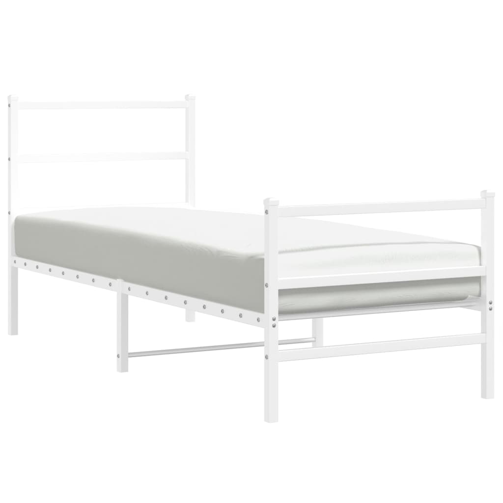 Metal Bed Frame without Mattress with Footboard White 80x200cm
