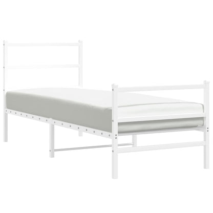 Metal Bed Frame without Mattress with Footboard White 80x200cm