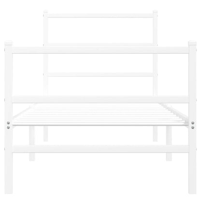 Metal Bed Frame without Mattress with Footboard White 80x200cm