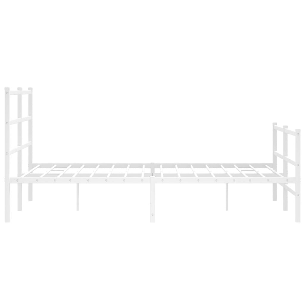 Metal Bed Frame without Mattress with Footboard White 140x190cm