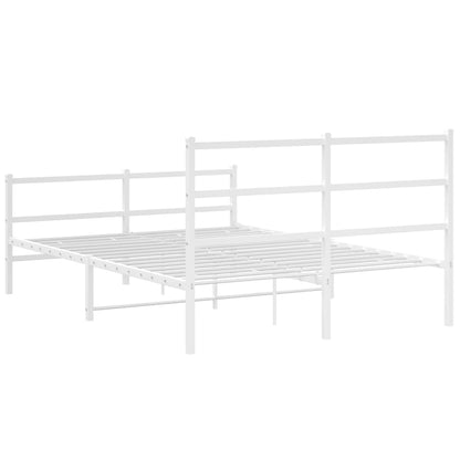 Metal Bed Frame without Mattress with Footboard White 140x190cm