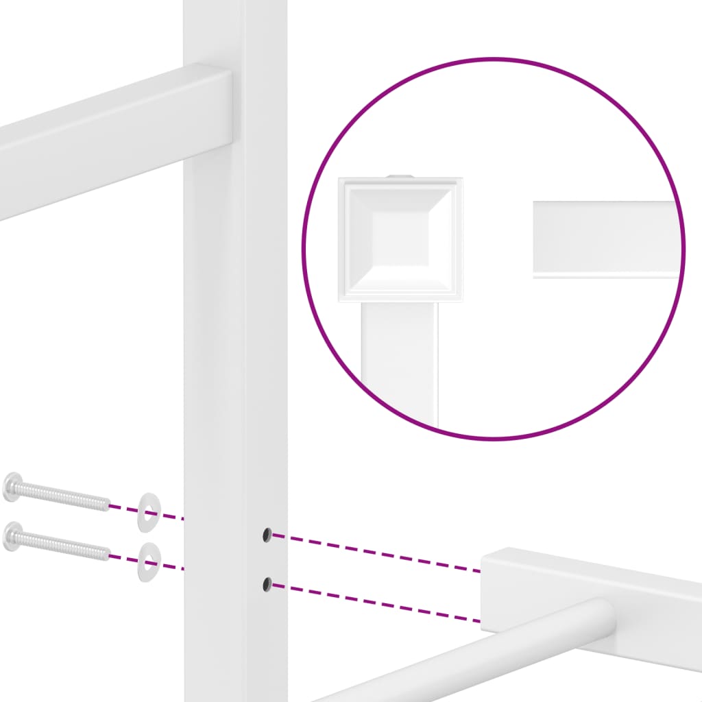 Metal Bed Frame without Mattress with Footboard White 140x190cm
