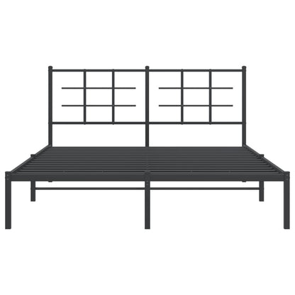 Metal Bed Frame without Mattress with Headboard Black 150x200cm