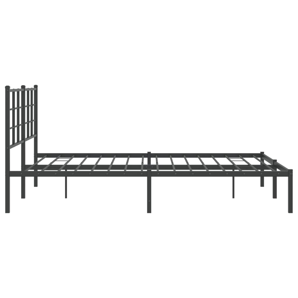 Metal Bed Frame without Mattress with Headboard Black 150x200cm