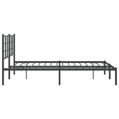 Metal Bed Frame without Mattress with Headboard Black 150x200cm