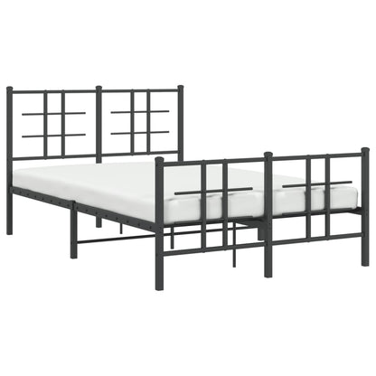 Metal Bed Frame without Mattress with Footboard Black 120x190cm