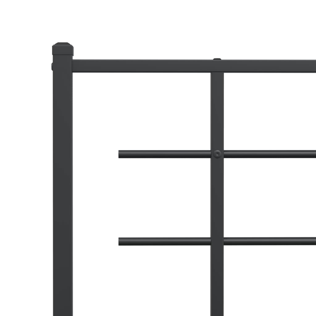 Metal Bed Frame without Mattress with Footboard Black 120x190cm