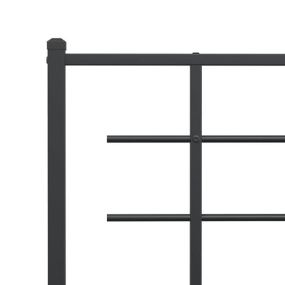 Metal Bed Frame without Mattress with Footboard Black 120x190cm