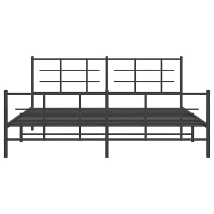 Metal Bed Frame without Mattress with Footboard Black 183x213cm