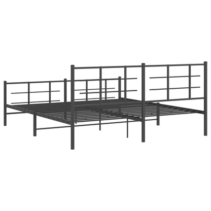 Metal Bed Frame without Mattress with Footboard Black 183x213cm