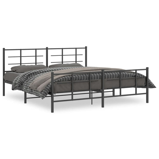 Metal Bed Frame without Mattress with Footboard Black 183x213cm