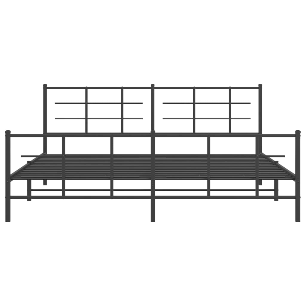 Metal Bed Frame without Mattress with Footboard Black 200x200cm