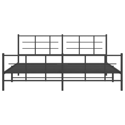 Metal Bed Frame without Mattress with Footboard Black 200x200cm