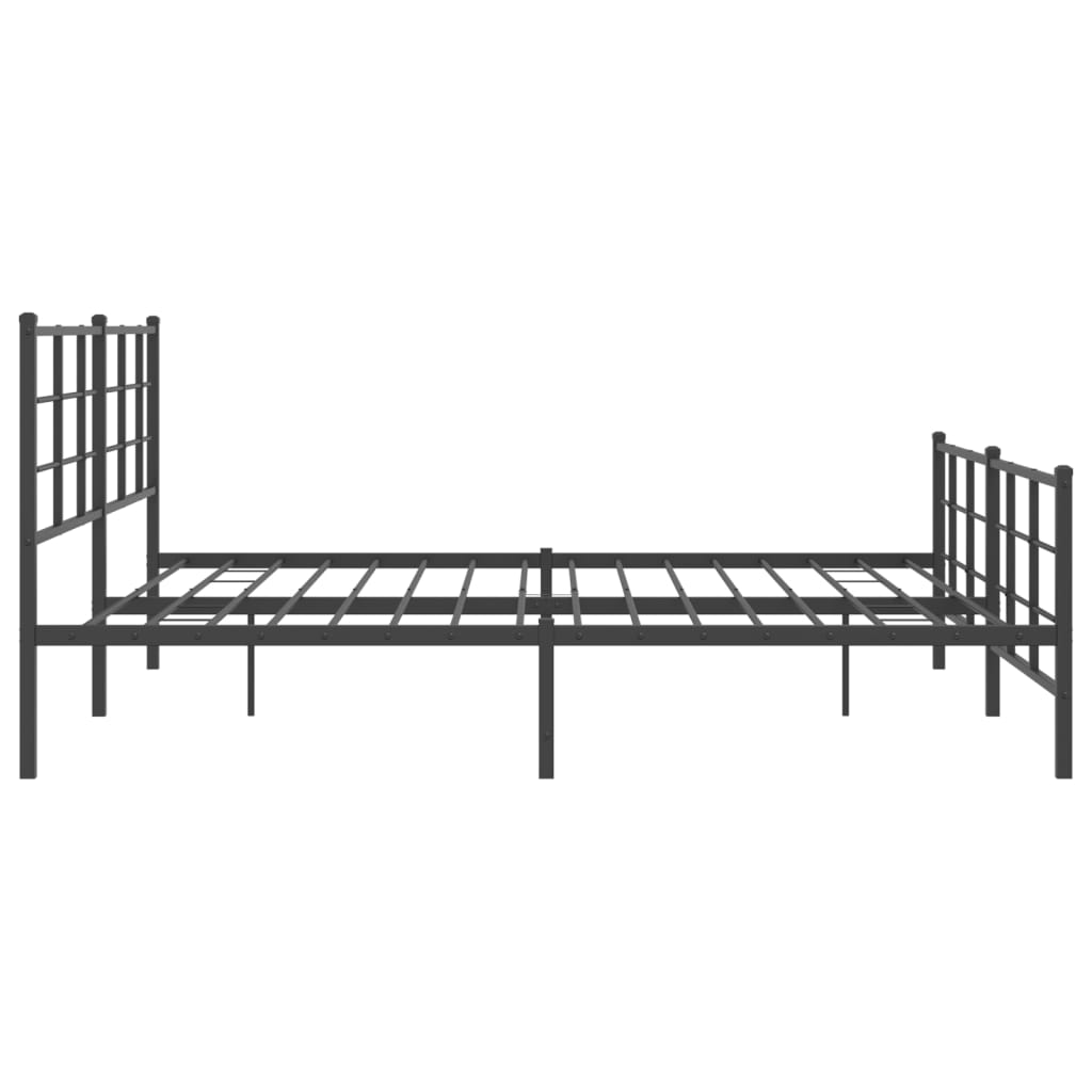 Metal Bed Frame without Mattress with Footboard Black 200x200cm