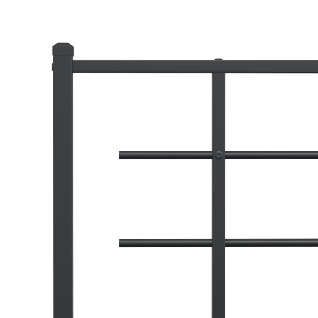 Metal Bed Frame without Mattress with Footboard Black 200x200cm