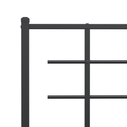 Metal Bed Frame without Mattress with Footboard Black 200x200cm