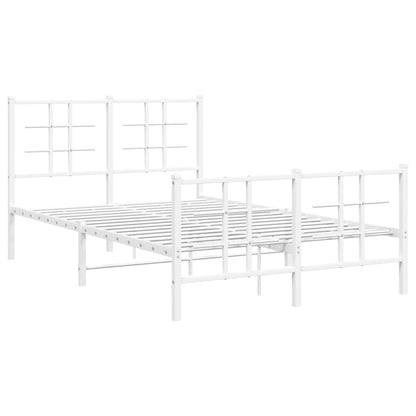 Metal Bed Frame without Mattress with Footboard White 120x200cm