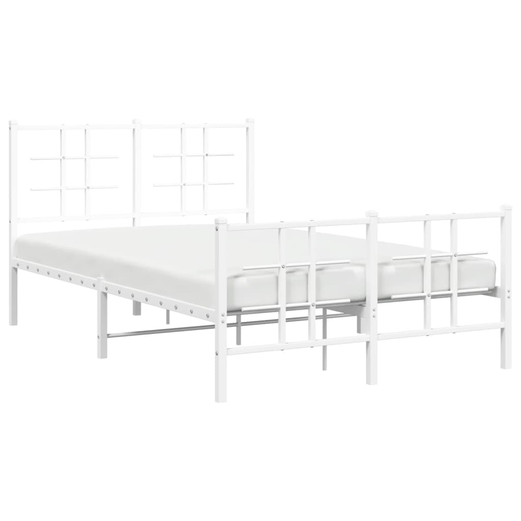Metal Bed Frame without Mattress with Footboard White 120x200cm