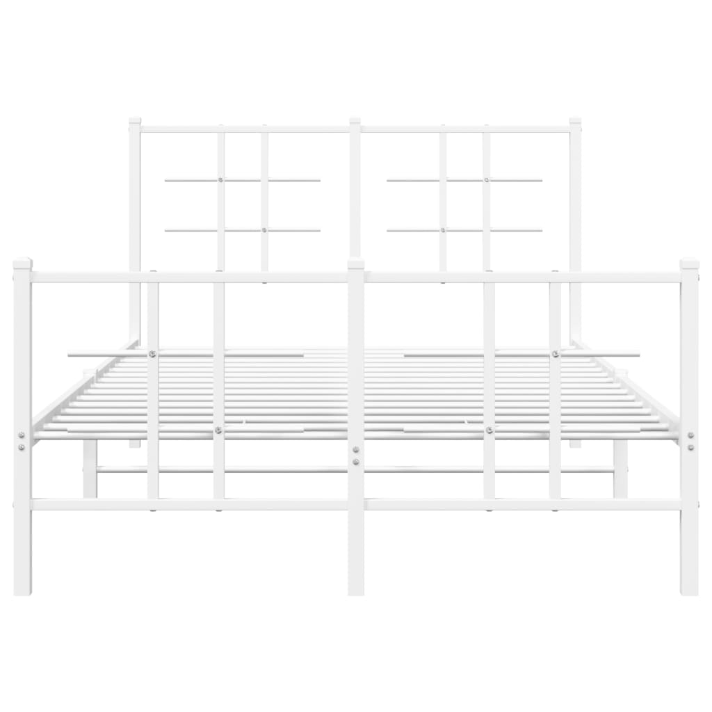 Metal Bed Frame without Mattress with Footboard White 120x200cm