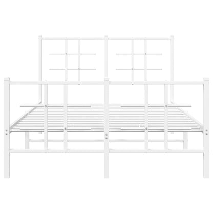 Metal Bed Frame without Mattress with Footboard White 120x200cm