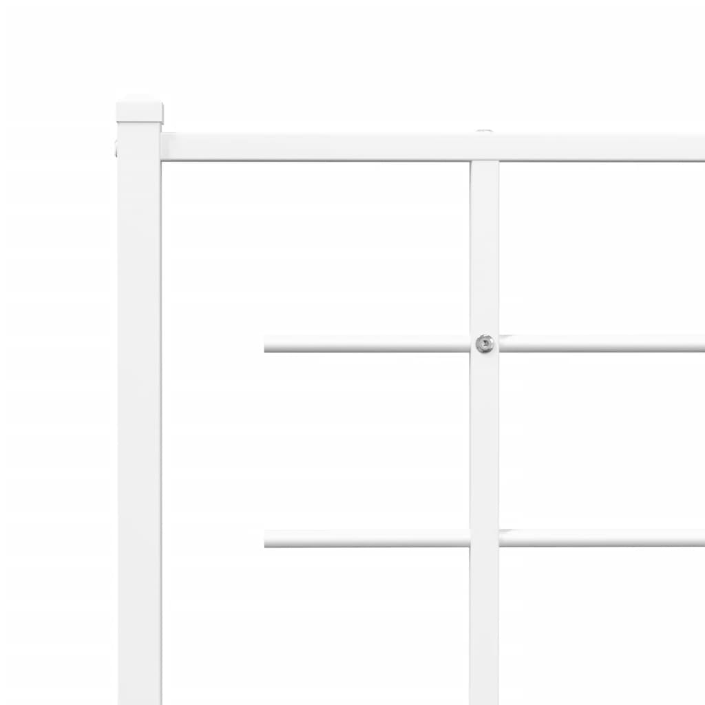 Metal Bed Frame without Mattress with Footboard White 120x200cm