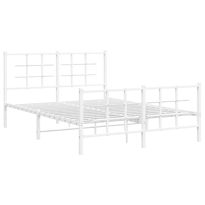 Metal Bed Frame without Mattress with Footboard White 135x190cm