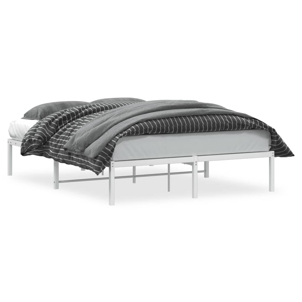 Metal Bed Frame without Mattress White 135x190cm