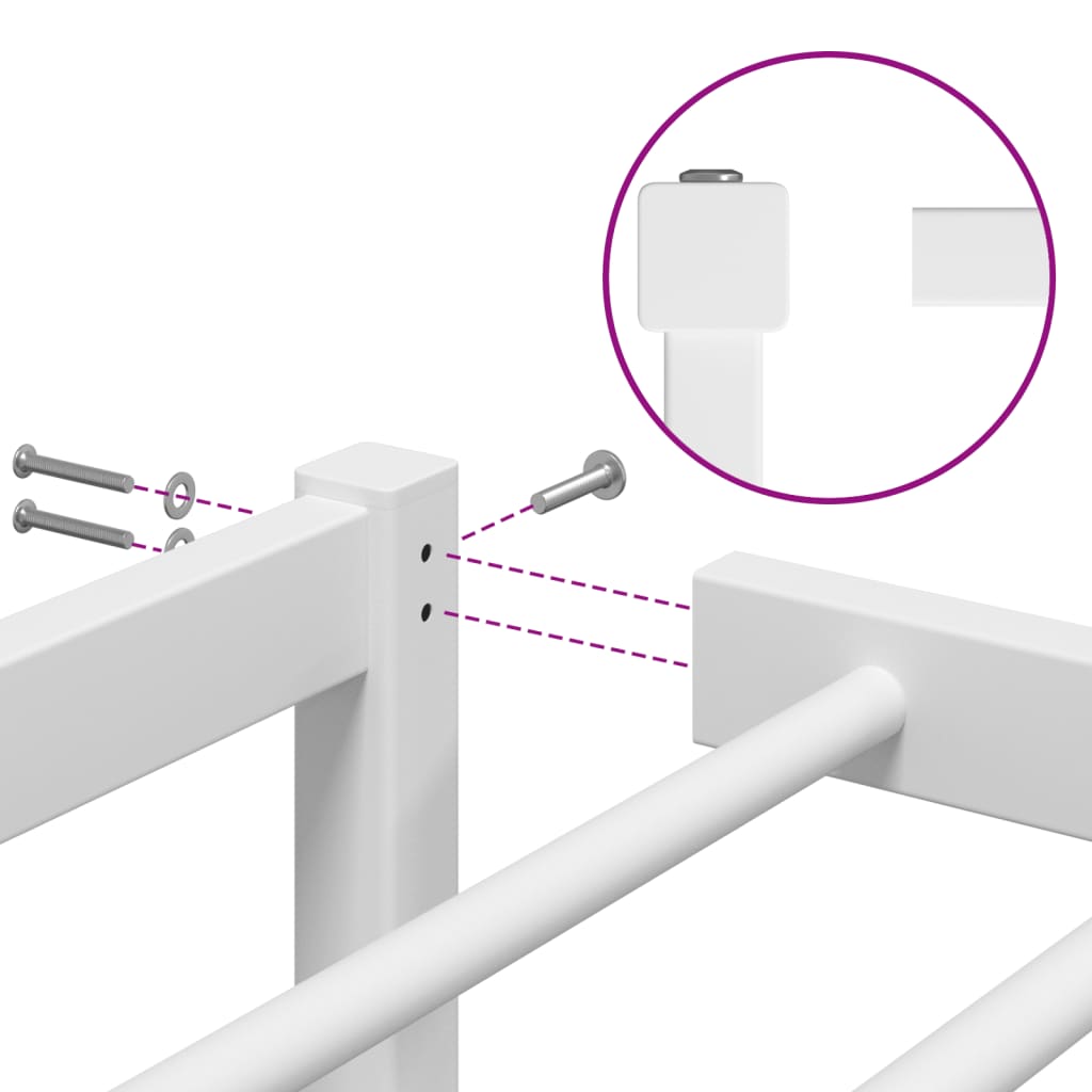 Metal Bed Frame without Mattress White 135x190cm