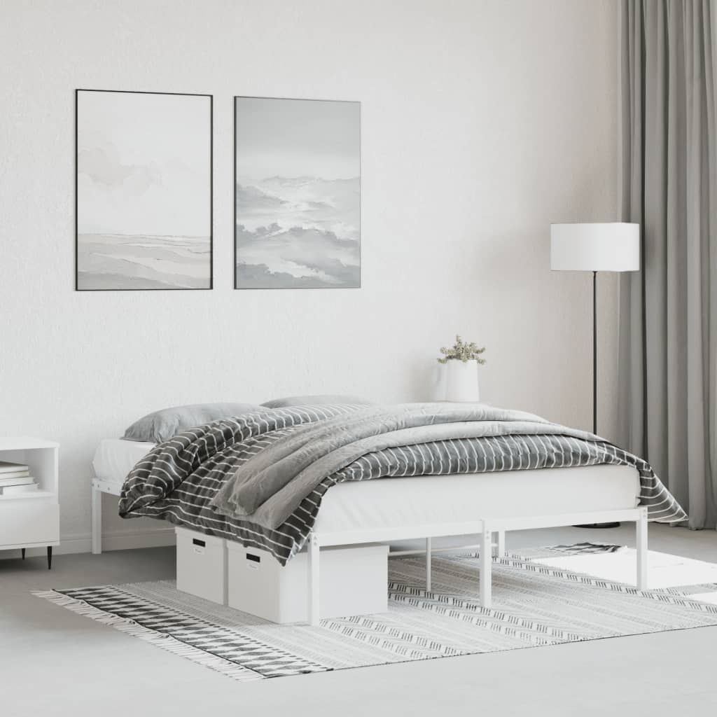 Metal Bed Frame without Mattress White 135x190cm