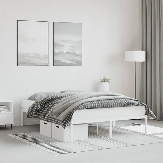 Metal Bed Frame without Mattress White 135x190cm