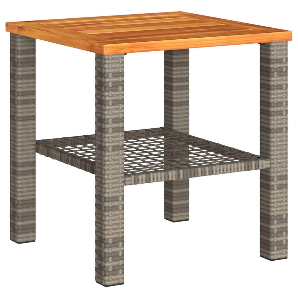 Garden Table Grey 40x40x42 cm Poly Rattan Acacia Wood