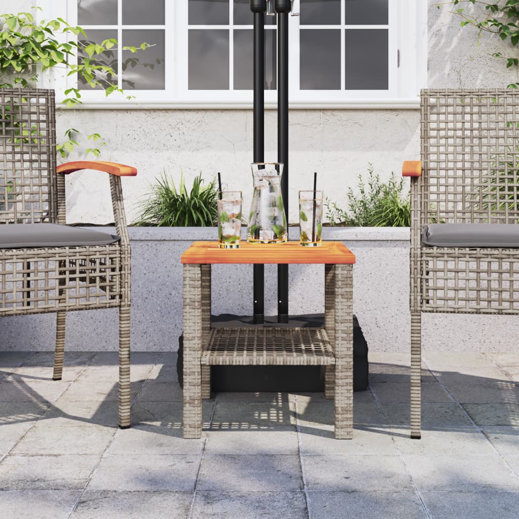 Garden Table Grey 40x40x42 cm Poly Rattan Acacia Wood