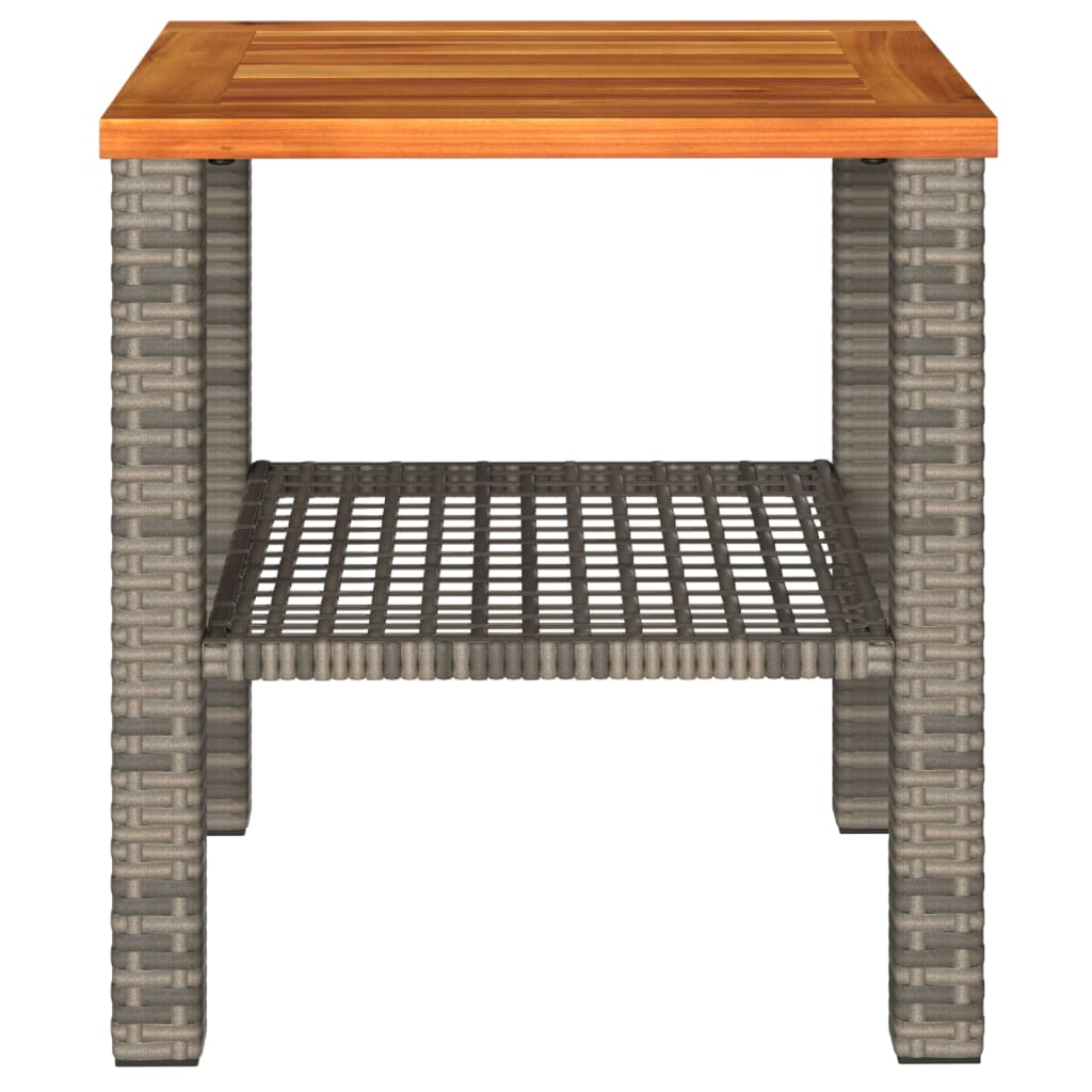 Garden Table Grey 40x40x42 cm Poly Rattan Acacia Wood