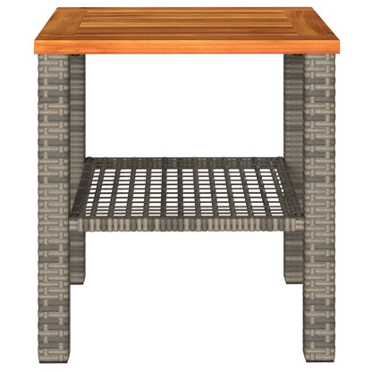 Garden Table Grey 40x40x42 cm Poly Rattan Acacia Wood