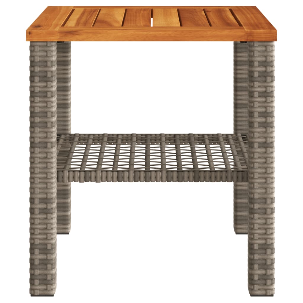 Garden Table Grey 40x40x42 cm Poly Rattan Acacia Wood