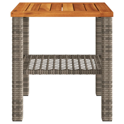 Garden Table Grey 40x40x42 cm Poly Rattan Acacia Wood