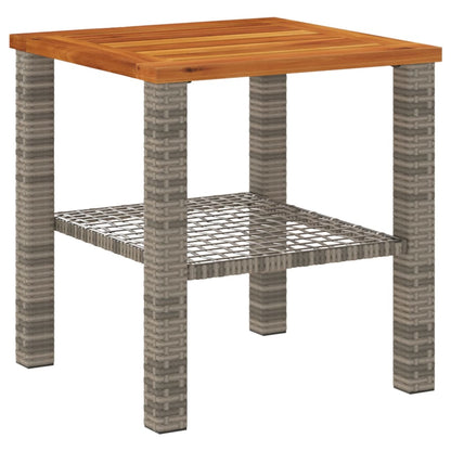 Garden Table Grey 40x40x42 cm Poly Rattan Acacia Wood