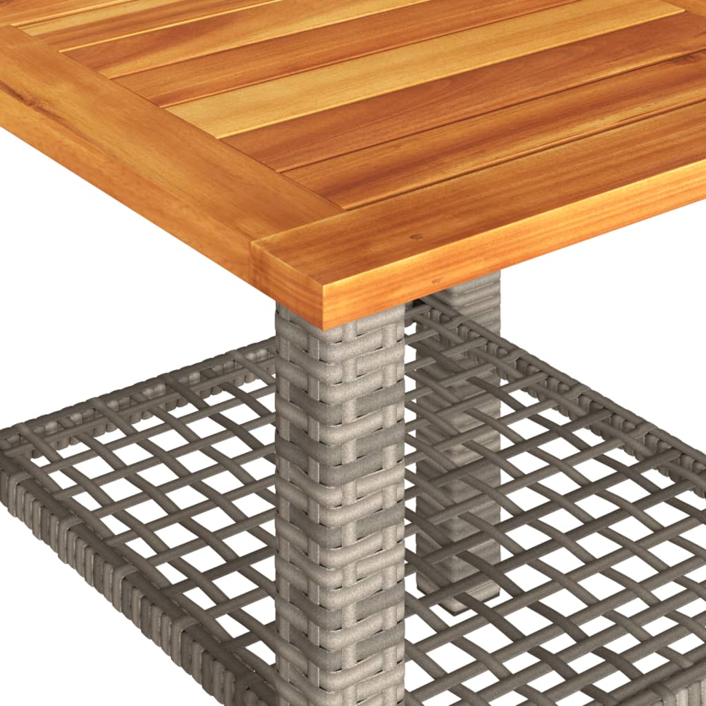 Garden Table Grey 40x40x42 cm Poly Rattan Acacia Wood