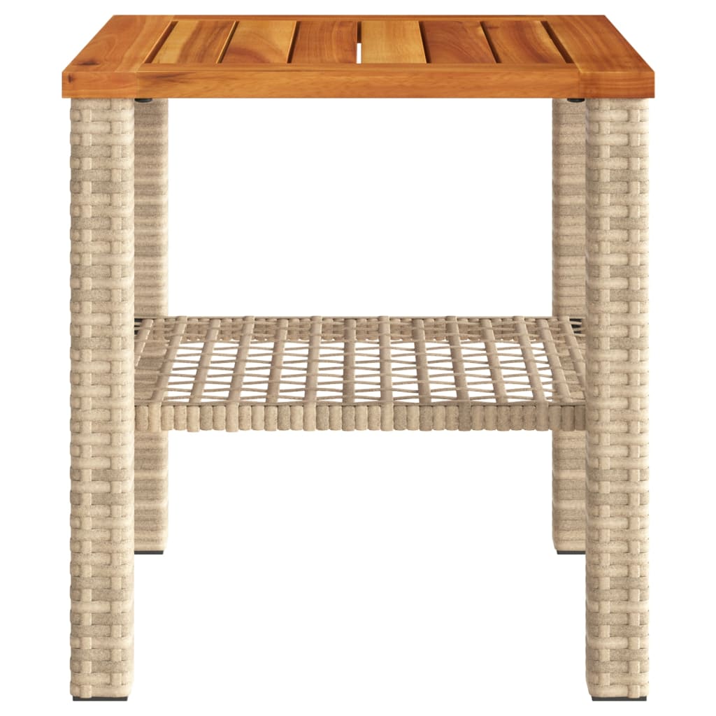 Garden Table Beige 40x40x42 cm Poly Rattan Acacia Wood