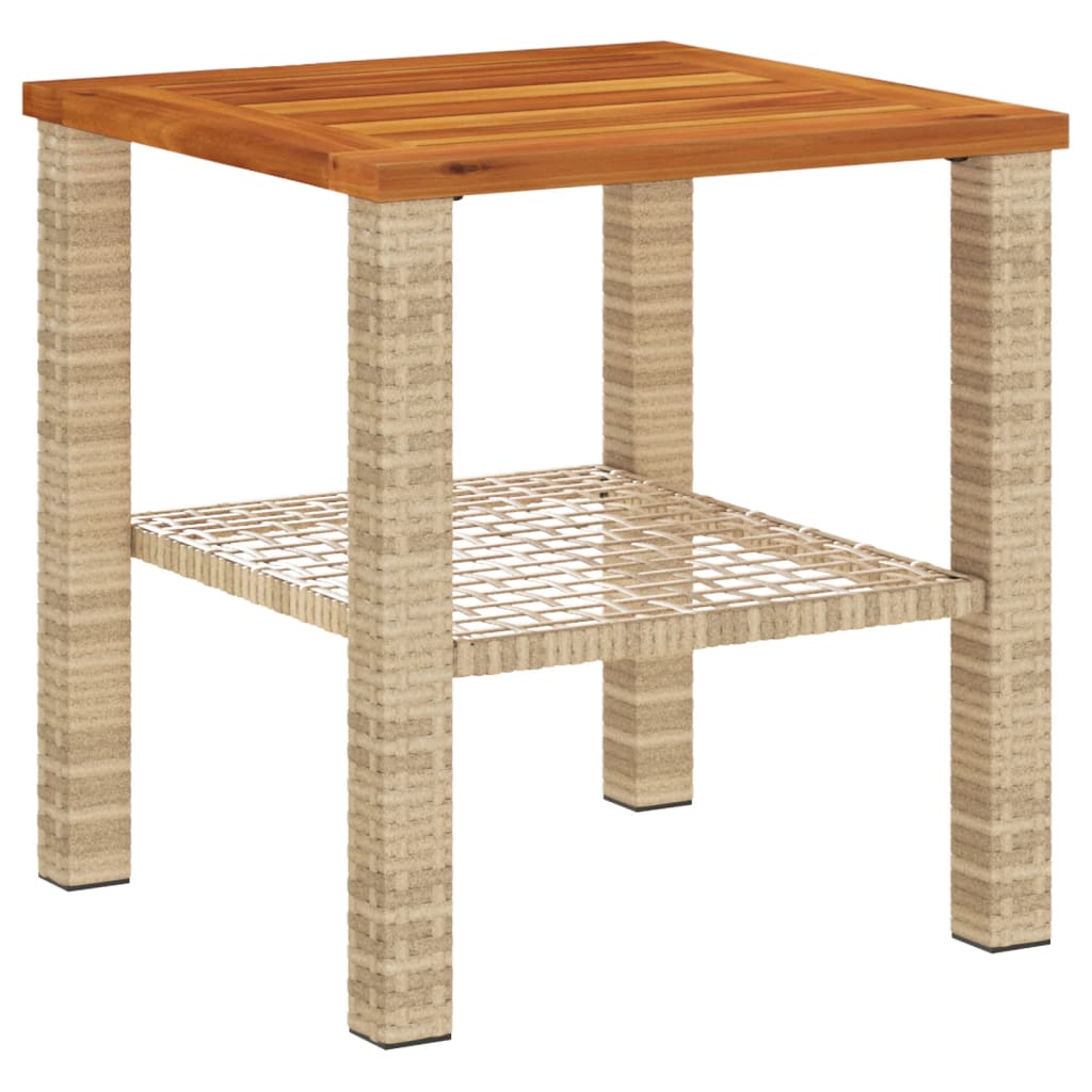 Garden Table Beige 40x40x42 cm Poly Rattan Acacia Wood