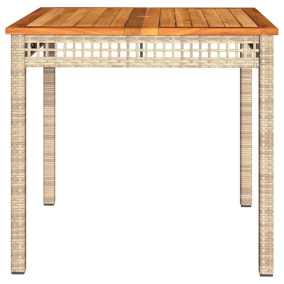 Garden Table Beige 80x80x75 cm Poly Rattan Acacia Wood