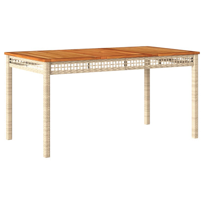 Garden Table Beige 140x80x75 cm Poly Rattan Acacia Wood