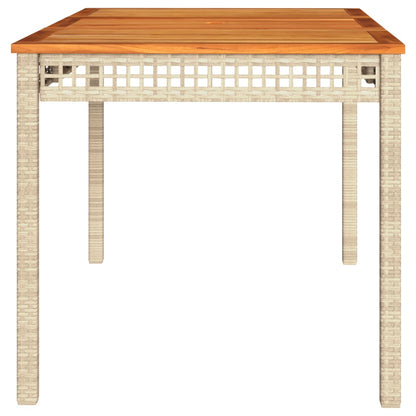 Garden Table Beige 140x80x75 cm Poly Rattan Acacia Wood