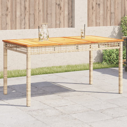 Garden Table Beige 140x80x75 cm Poly Rattan Acacia Wood