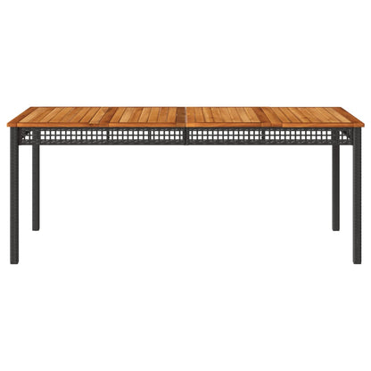 Garden Table Black 180x90x75 cm Poly Rattan Acacia Wood