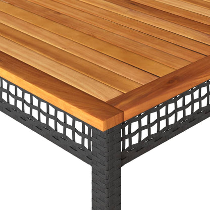 Garden Table Black 180x90x75 cm Poly Rattan Acacia Wood