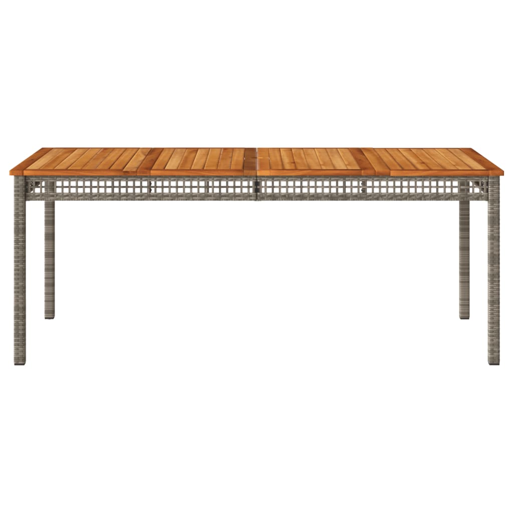 Garden Table Grey 180x90x75 cm Poly Rattan Acacia Wood