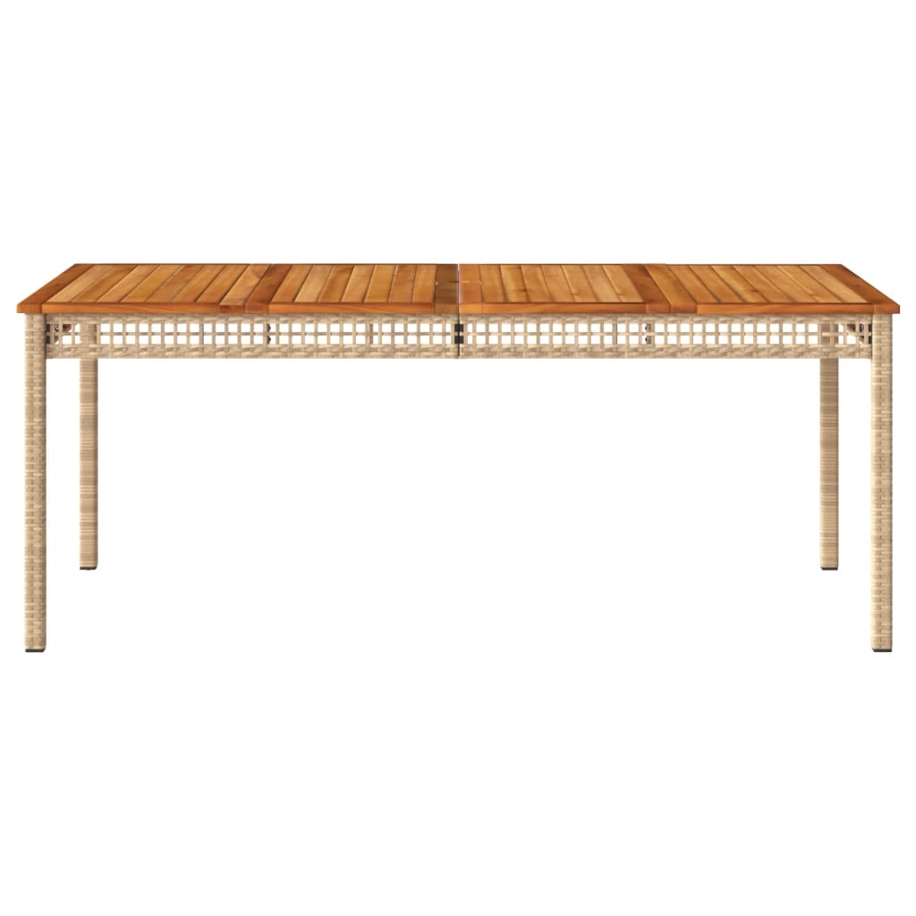 Garden Table Beige 180x90x75 cm Poly Rattan Acacia Wood