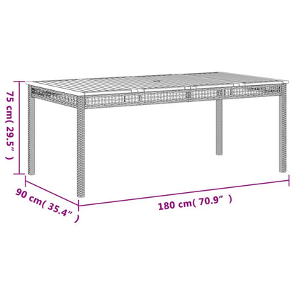 Garden Table Beige 180x90x75 cm Poly Rattan Acacia Wood